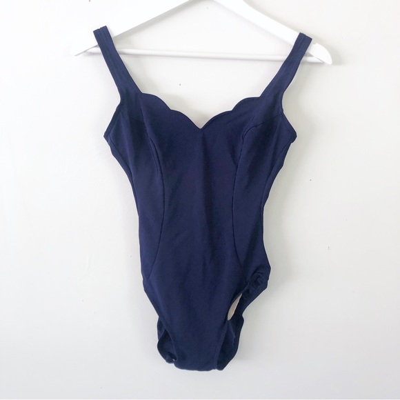 Vintage Swim Vintage Union Tag Longitude Navy Scalloped Edge One